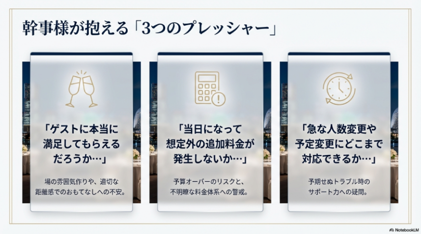 幹事様が抱える3つのプレッシャー